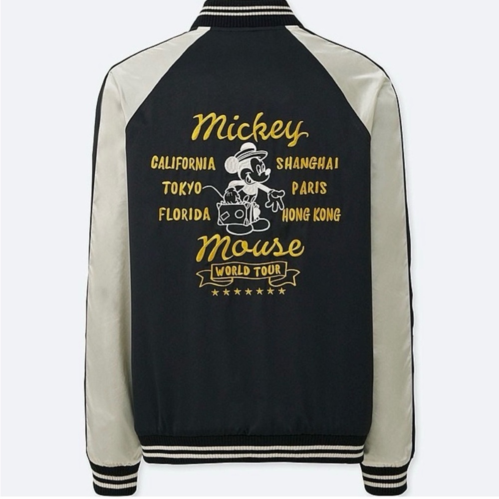 Uniqlo Disney Junior Size 13 (Women XS) Bomber Varsity Jacket Mickey World Tour